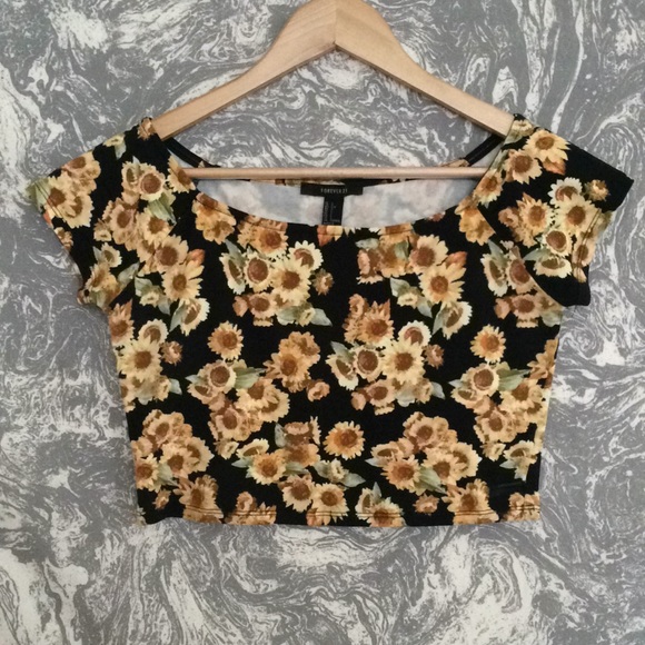 Forever 21 Sunflower Crop Top - Picture 1 of 3